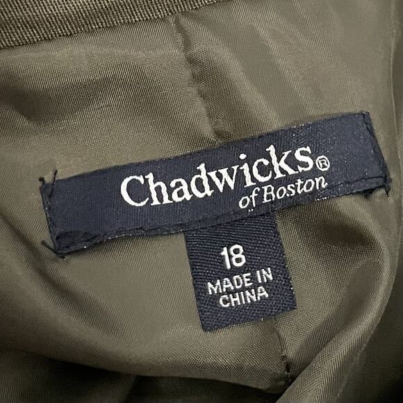 Chadwicks Jacket Womens Size 18 Olive Green Twill Two Button Blazer Army Utility - Picture 7 of 13